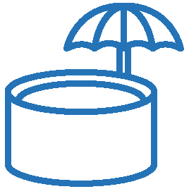 Plunge pool with umbrella